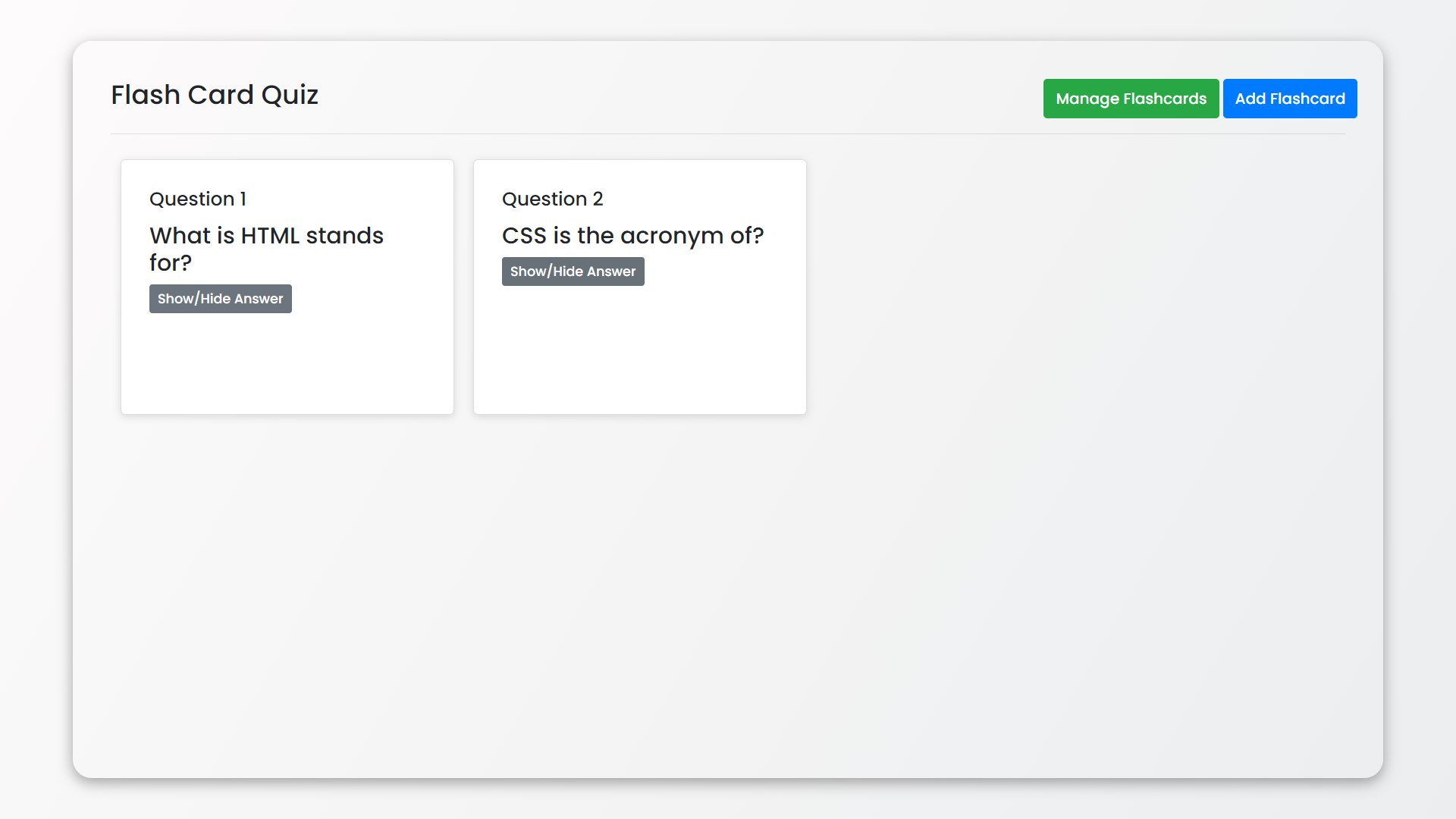Flashcard Quiz App Using PHP and MySQL with Source Code | SourceCodester