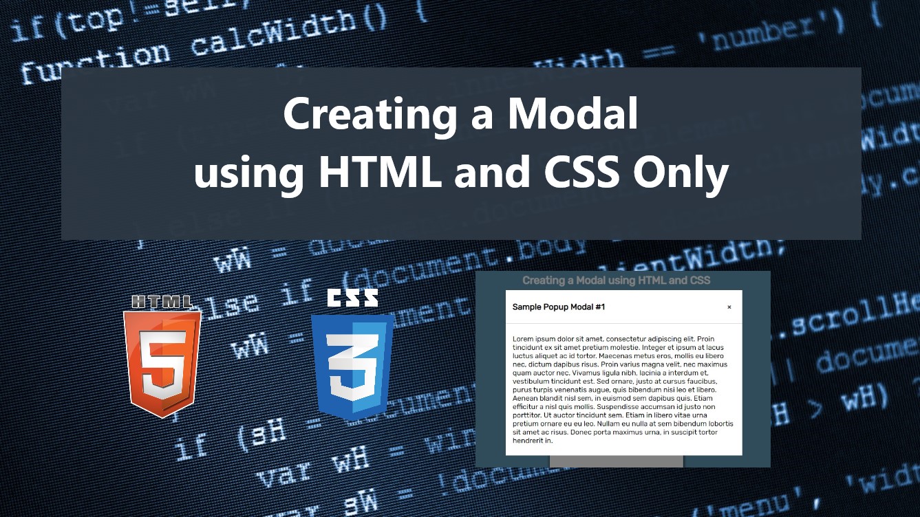 Creating a Popup Modal using HTML and CSS Only Tutorial | SourceCodester