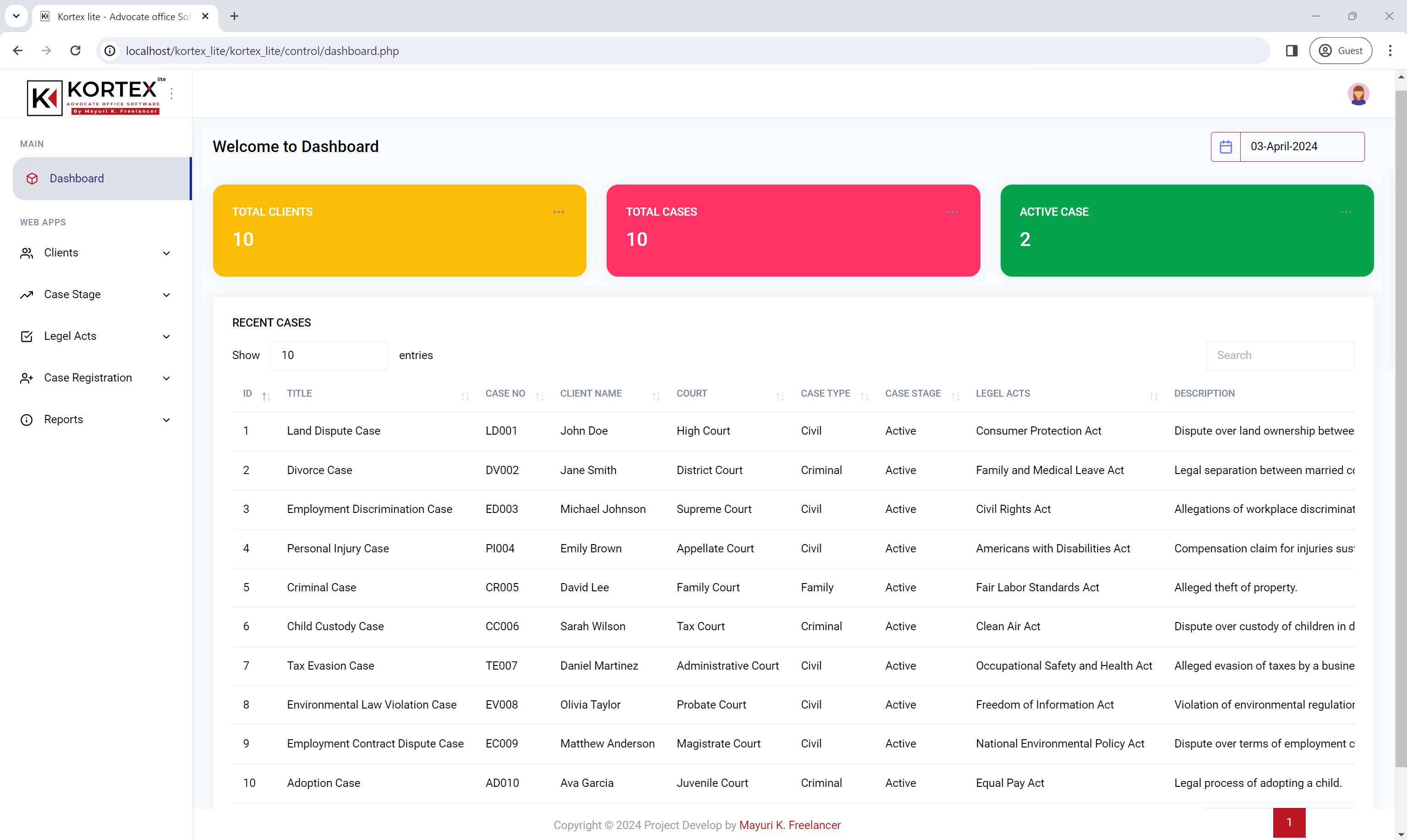 Advocate office management system free download | SourceCodester